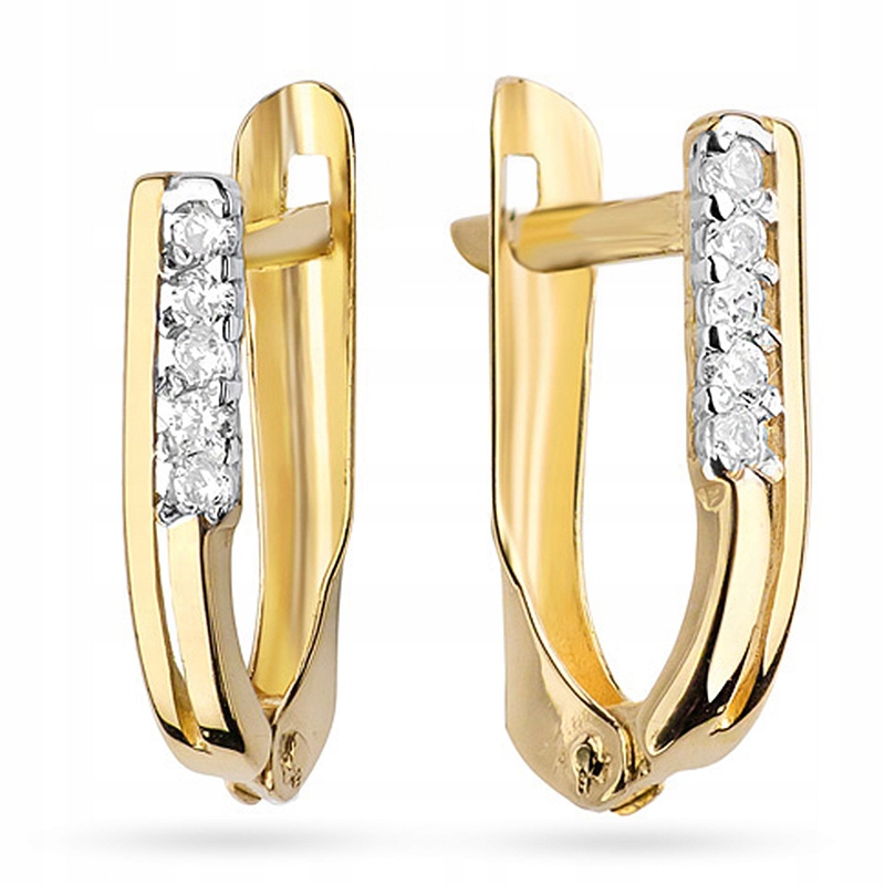 Zlaté náušnice 585 Angličtina s diamantmi 0,15ct