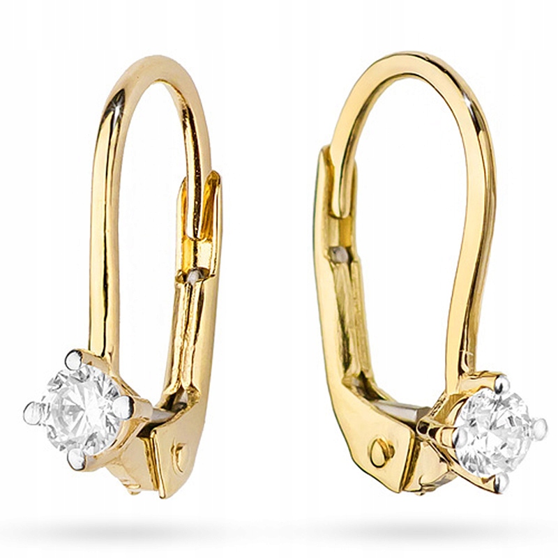 Zlaté náušnice 585 Angličtina s diamantmi 0,16ct