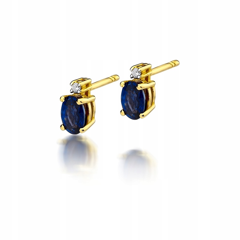 Zlaté náušnice 585 Diamanty 0,03 CT Sapphir 1,40 ct