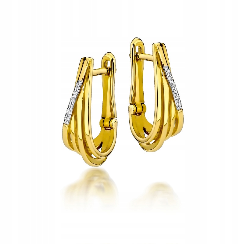 Zlaté náušnice 585 Bianeouses 0,06 CT - klasika