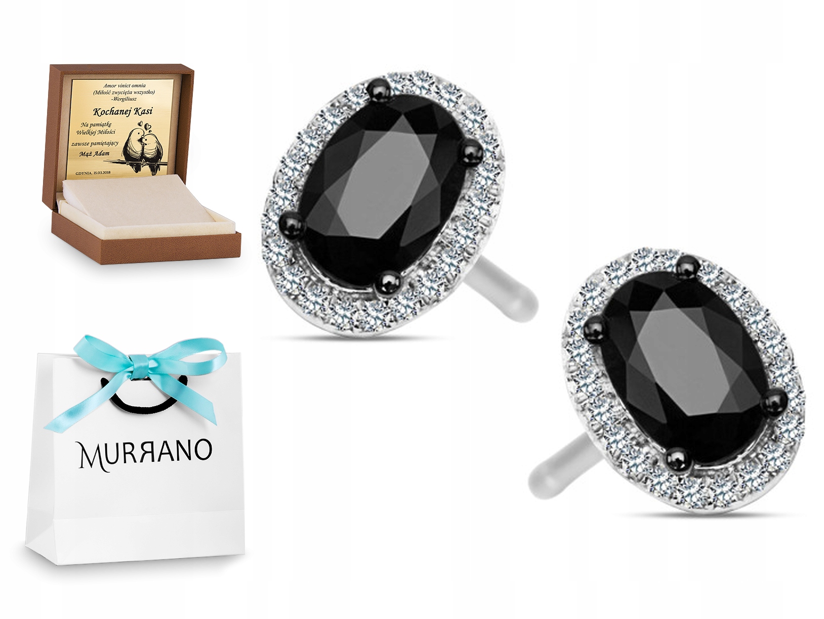 ZLATÉ NÁUŠNICE 585 DIAMANTOV SAPPHIRE STICK gravírovanie