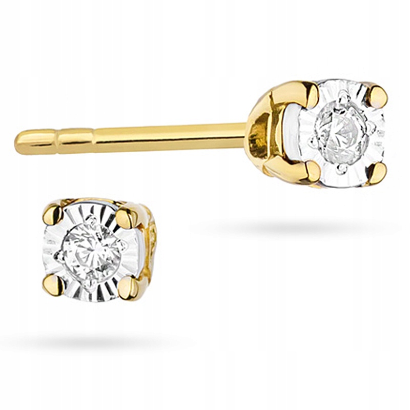 Zlaté náušnice 585 Classic s diamantmi 0,06ct