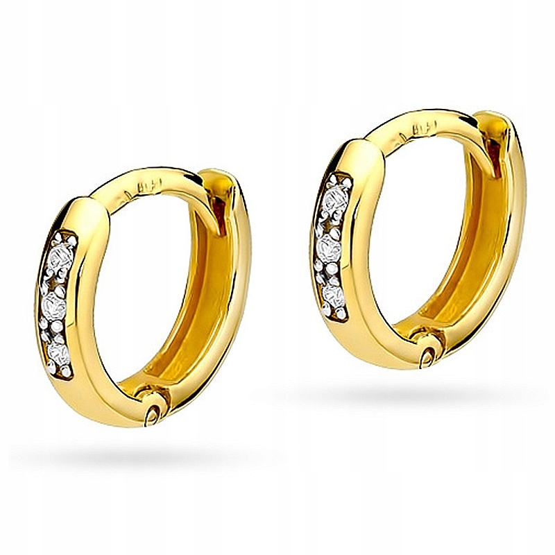 Zlaté náušnice 585 kolies s diamantmi 0,08 ct