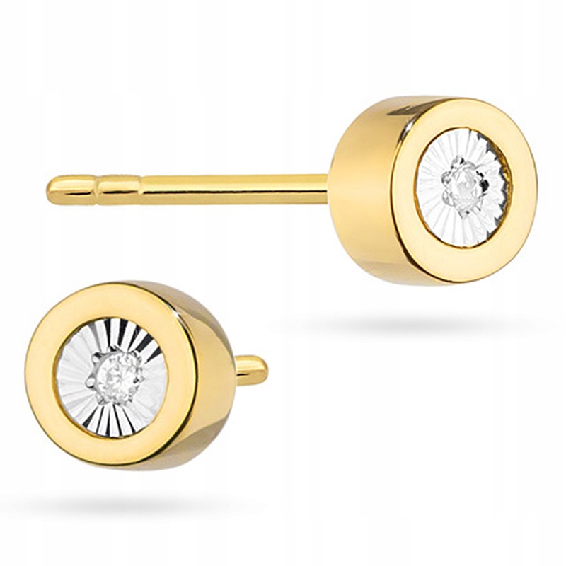 Zlaté náušnice 585 kolies s diamantmi 0,03Ct