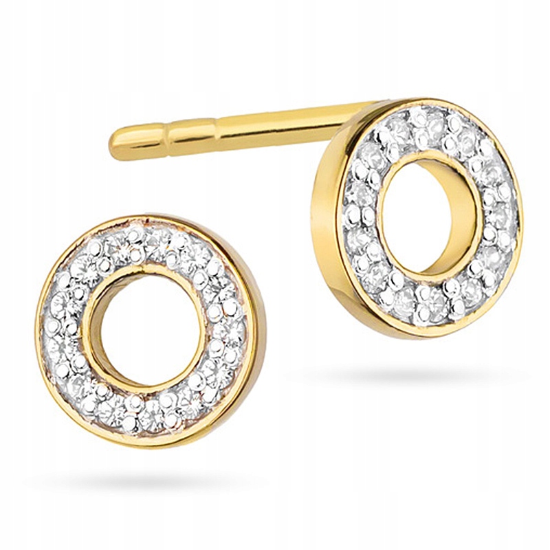 Zlaté náušnice 585 kolies s diamantmi 0,13ct