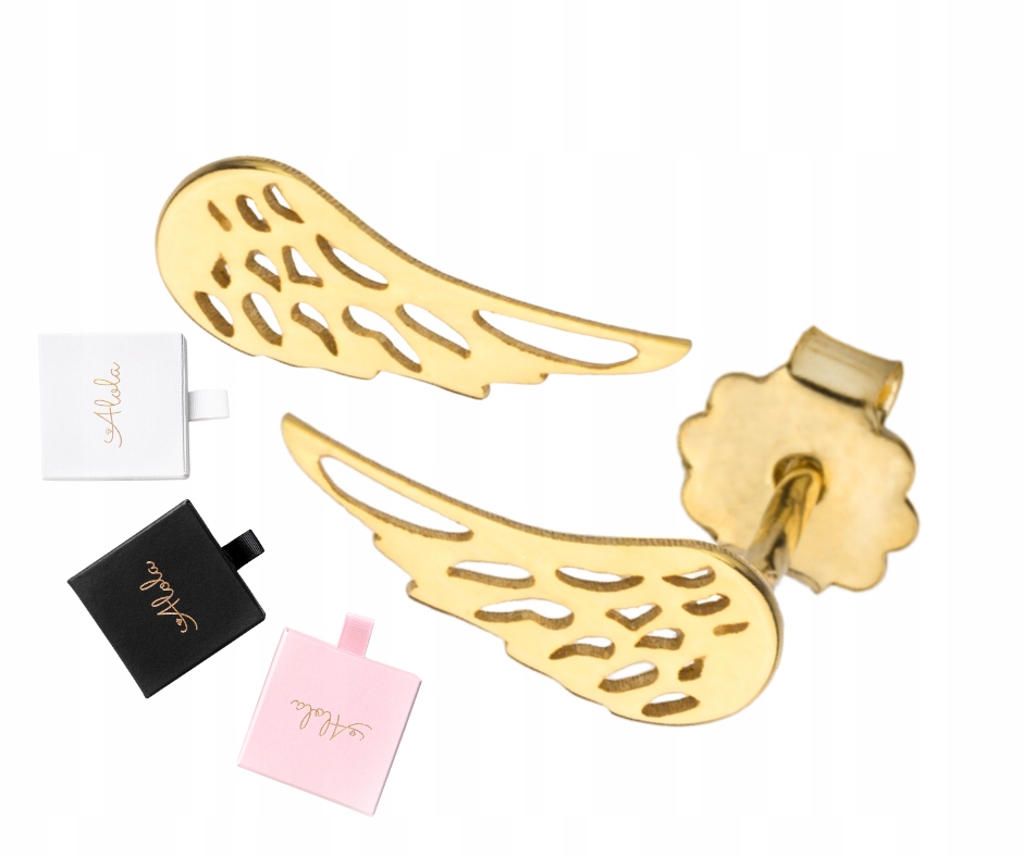 Zlaté náušnice 585 krídla pre darčekové zasvätenie