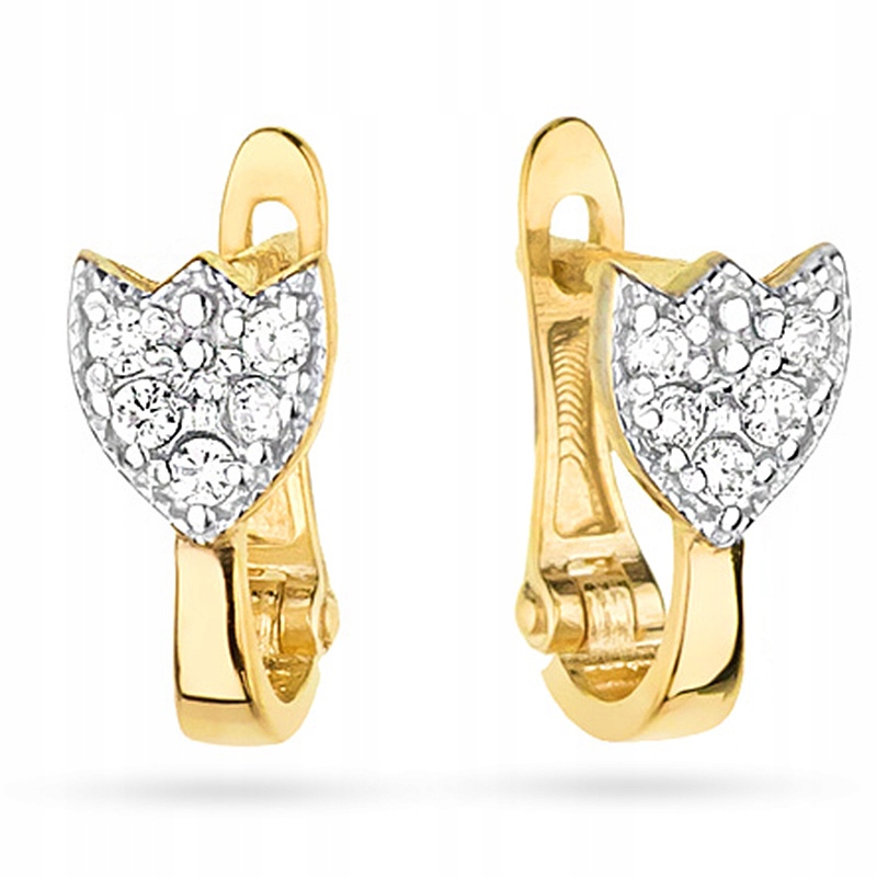 Zlaté náušnice 585 tulipánov s diamantmi 0,14ct