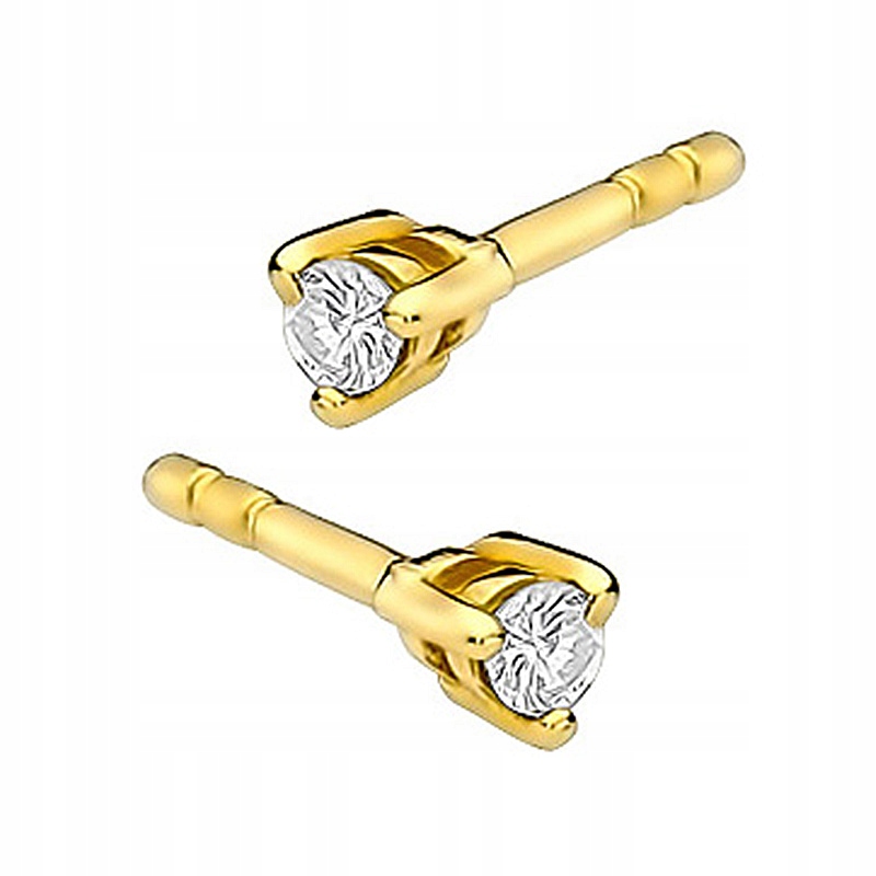 Zlaté náušnice 585 s diamantmi 0,08Ct na palicu