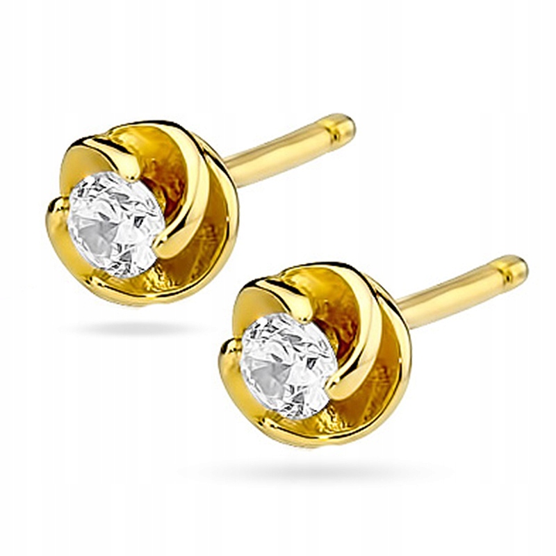 Zlaté náušnice 585 s diamantmi 0,16ct na palicu