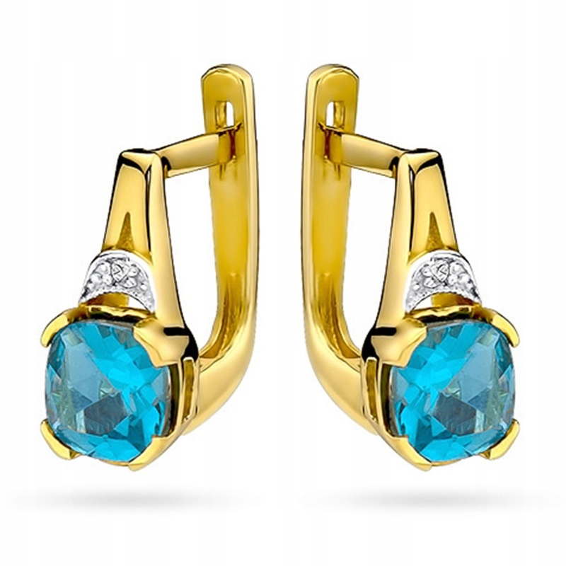 Zlaté náušnice 585 s Diamond a Topaz 2.20ct