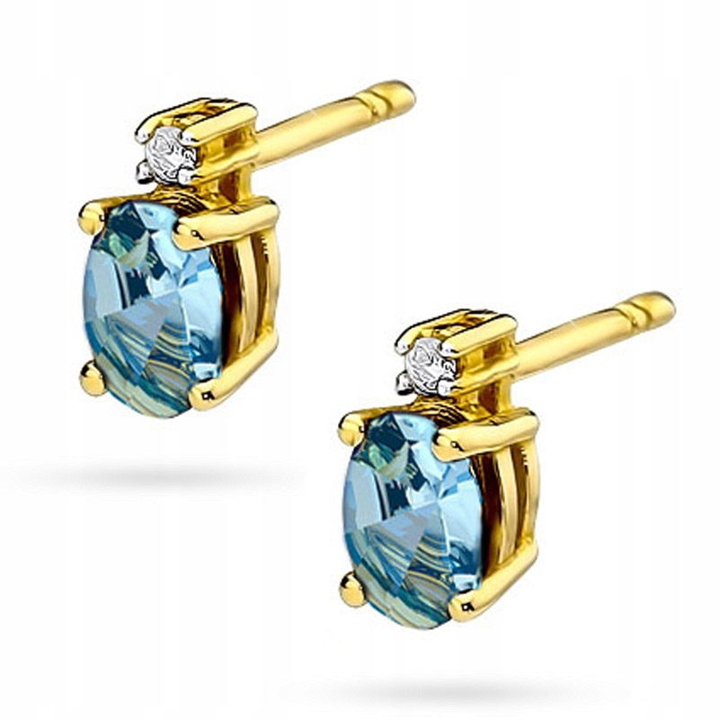 Zlaté náušnice 585 s Topaz a Diamonds 1.00ct