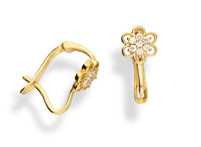 ZIRCONIA KVETY ZLATÉ NÁUŠNICE 585 / 14K