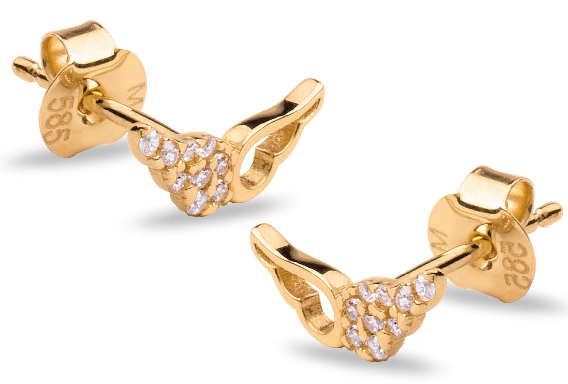 NÁUŠNICE ZLATÁ HVIEZDA ANGEL WING 585 ZIRCONIA