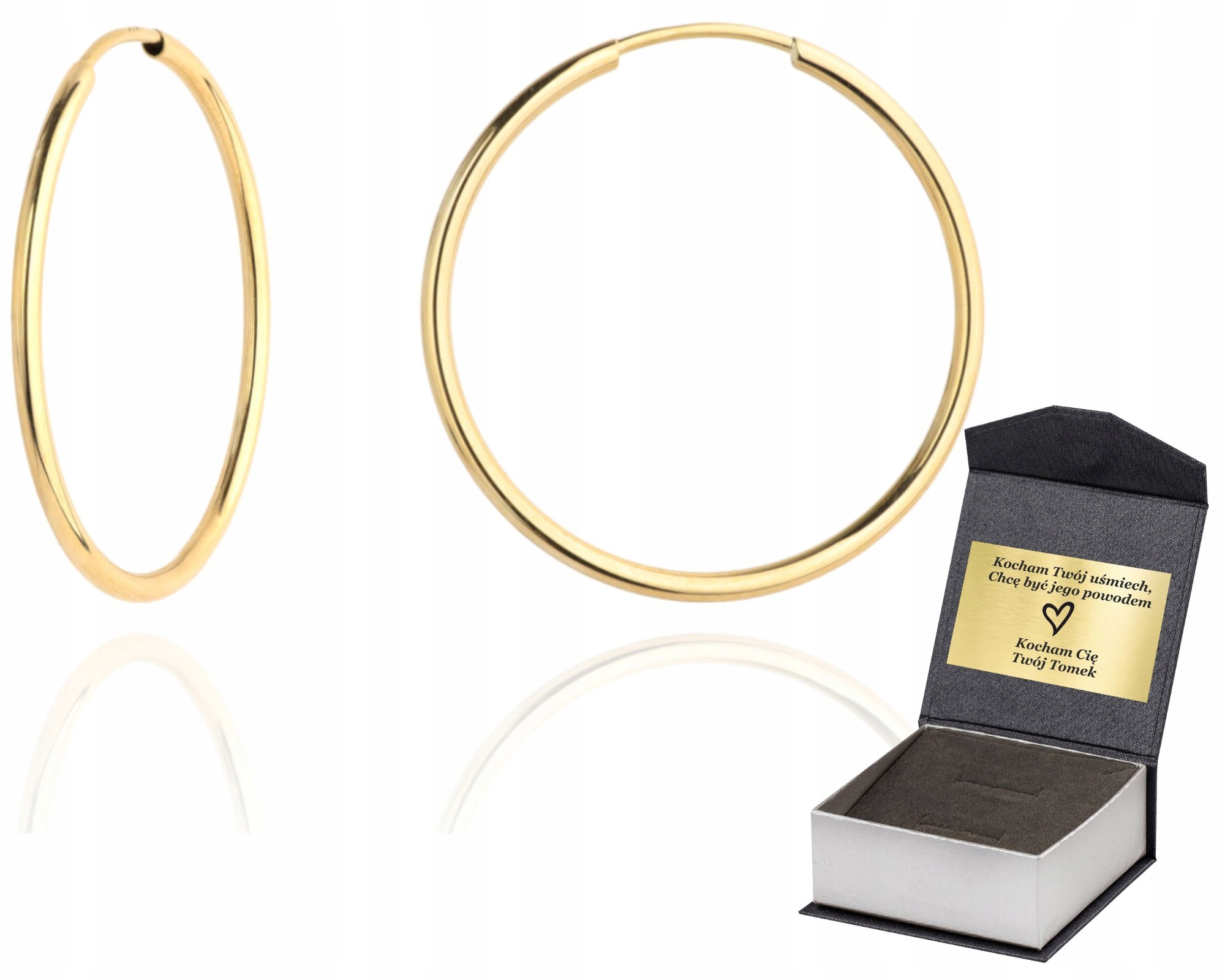 Zlaté náušnice kolesá hladké 63 mm 6,3 cm 585