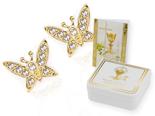 ZLATÉ NÁUŠNICE Z MOTÝĽA VENUS CRYSTALS SWAROVSKI
