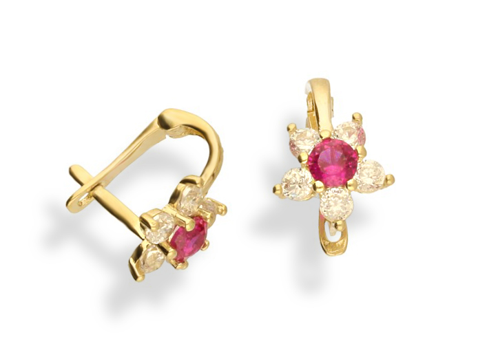 ZLATÉ RUBY KVETOVÉ NÁUŠNICE PR. 585 / 14K