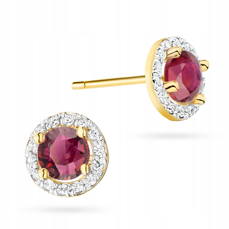 Zlaté náušnice PR. 585 kolies s rubínmi 1.20ct