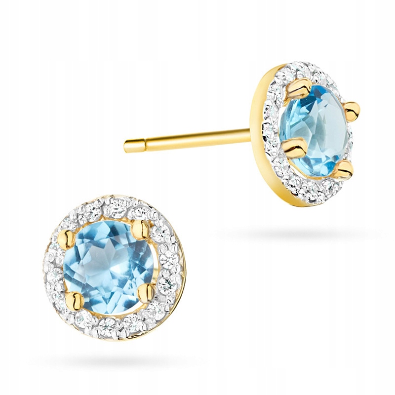 Zlaté náušnice PR. 585 kruhov s topazami 1.00ct