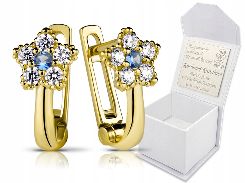 Náušnice GOLDEN AQUAMARINE STARS GRAVÍROVACIE 585