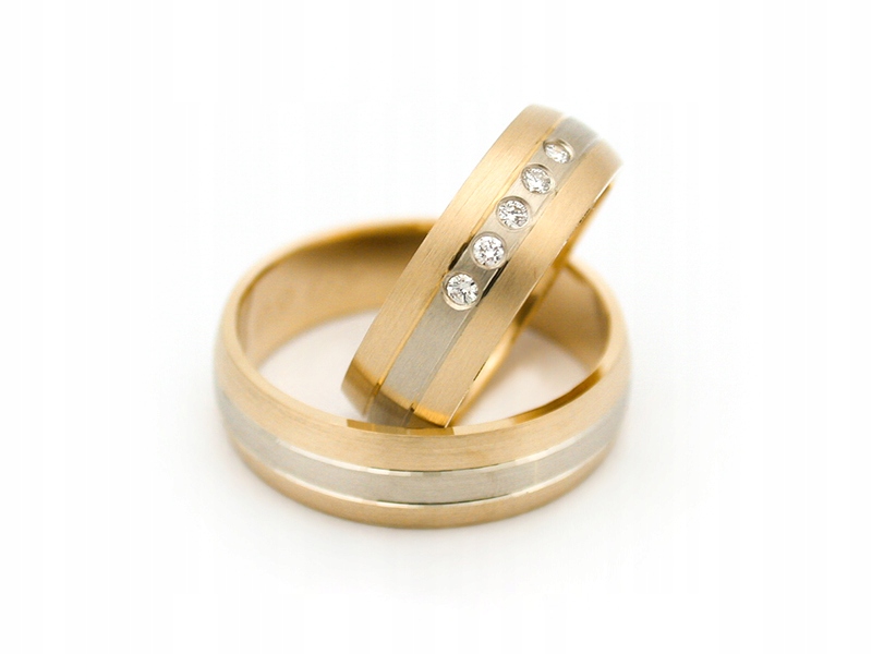 11gramové ZLATÉ SVADOBNÉ PRSTENE s 5 BRILIANTMI 0,08ct