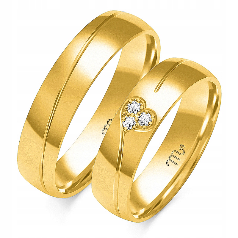 ZLATÉ SVADOBNÉ PRSTENE B104 pár 585 4mm zirkóny
