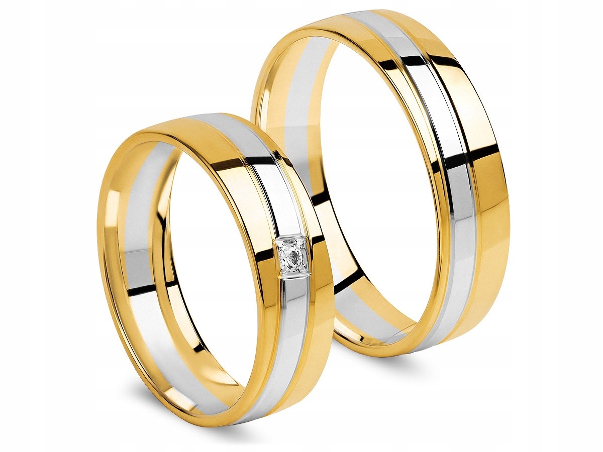 ZLATÉ DVOJFAREBNÉ SVADOBNÉ PRSTENY BRILLIANT PAIR 585
