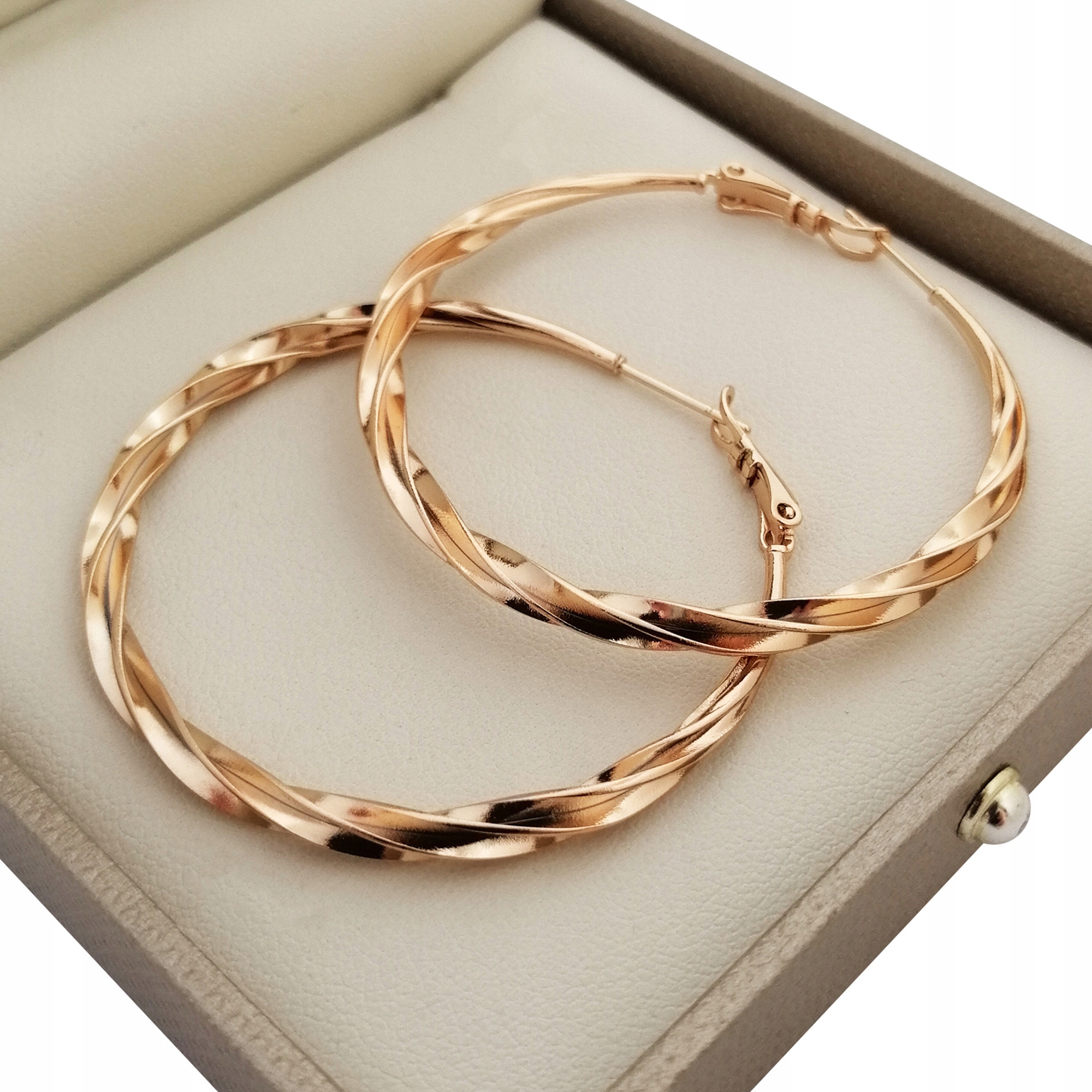 Zlaté krásne náušnice kruhu 5 cm 18 Carats Gift