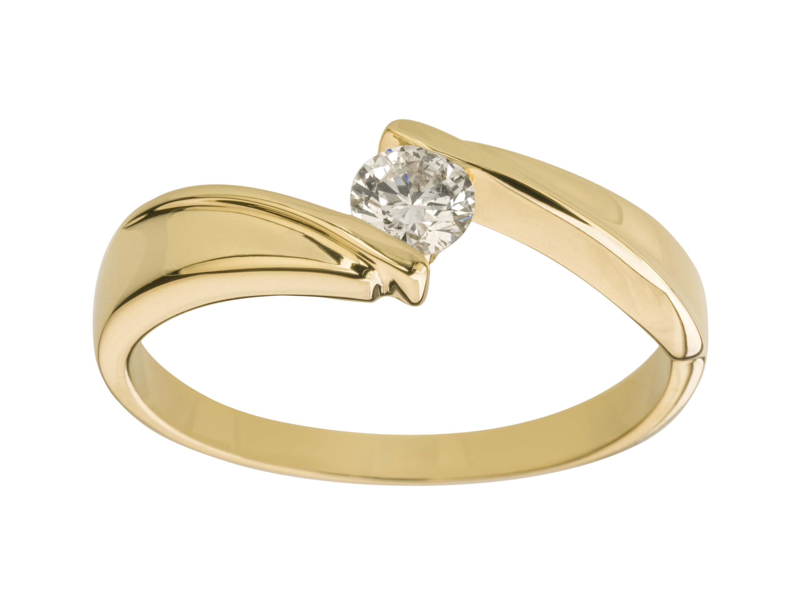 ZLATÝ 585 DIAMANTOVÝ KRÚŽOK s BRILLIANTOM 0,18 ct