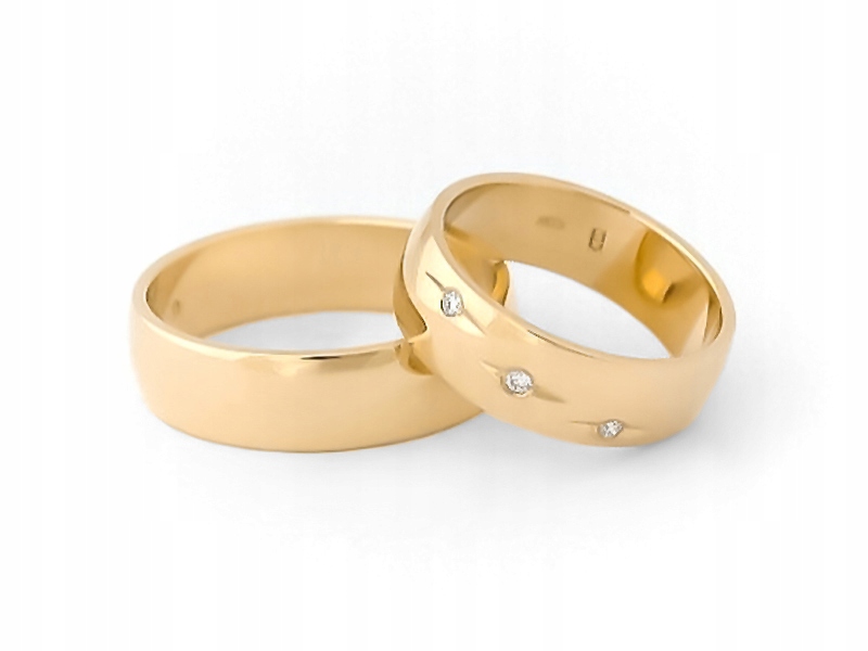 585 ZLATÉ svadobné obrúčky s 3 briliantmi 0,05ct
