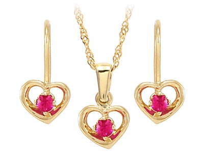 Zlato 585 Set Heart Ruby Zircon Gift 24H
