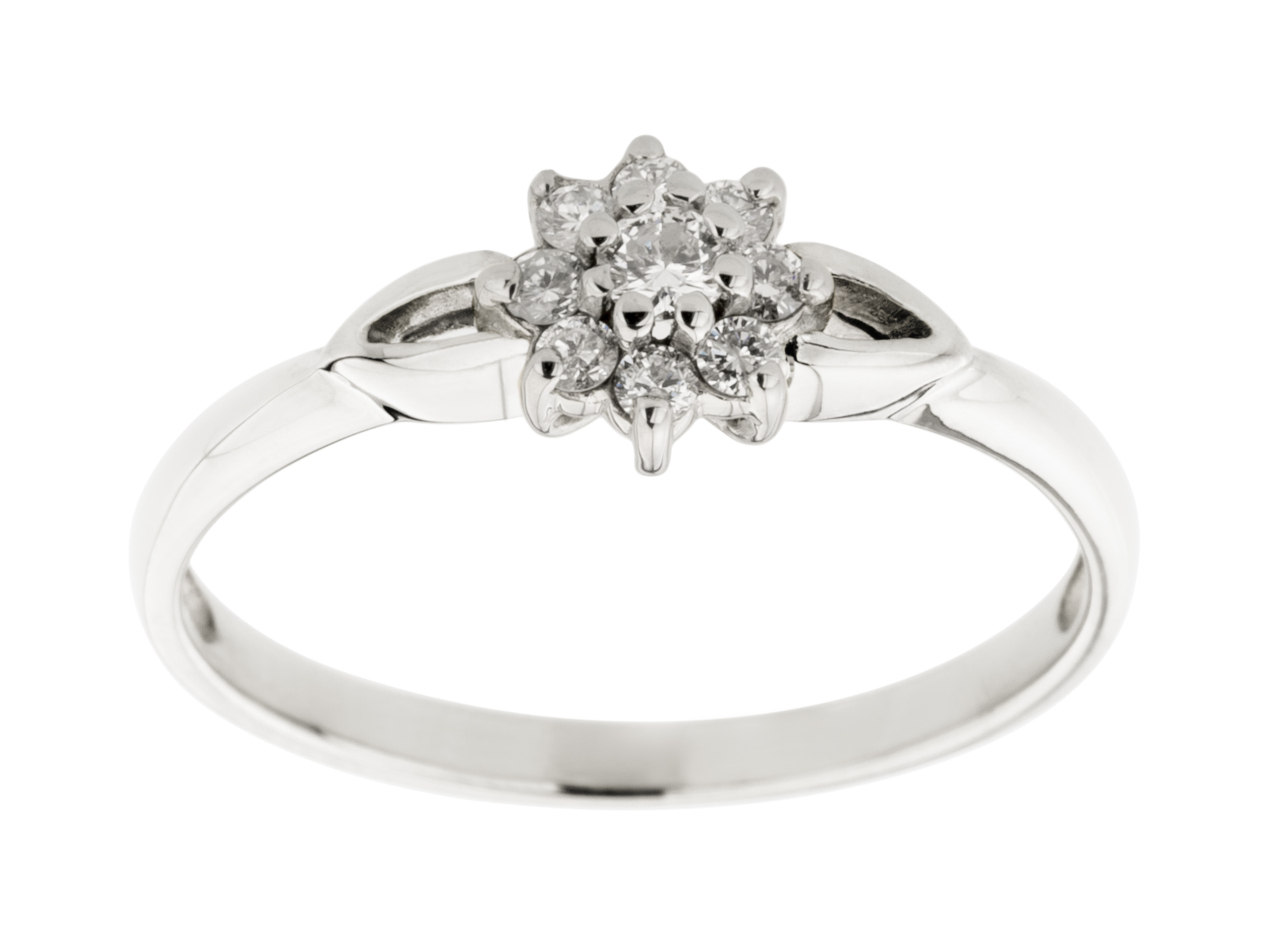 BIELY ZLATÝ 585 PRSTEN s 9 BRILIANTMI 0,17ct