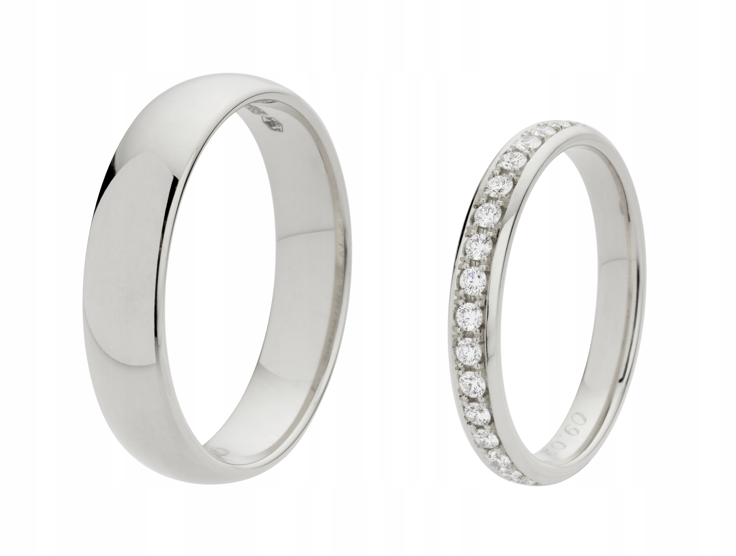 ZLATÉ BIELE svadobné obrúčky s 32 briliantmi 0,48 ct