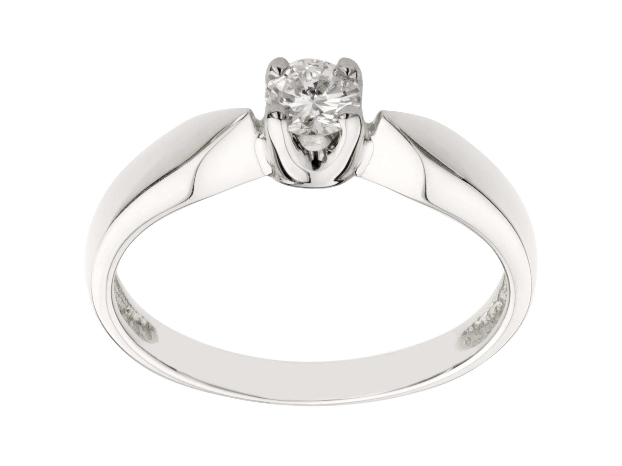 BIELY ZLATÝ PRSTEN S BRILLIANTOM 0,18ct