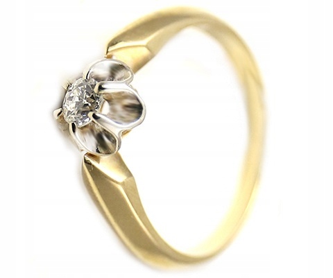 ZLATÝ ŽLTÝ / BIELY 14K BRILLIANT prsteň 13