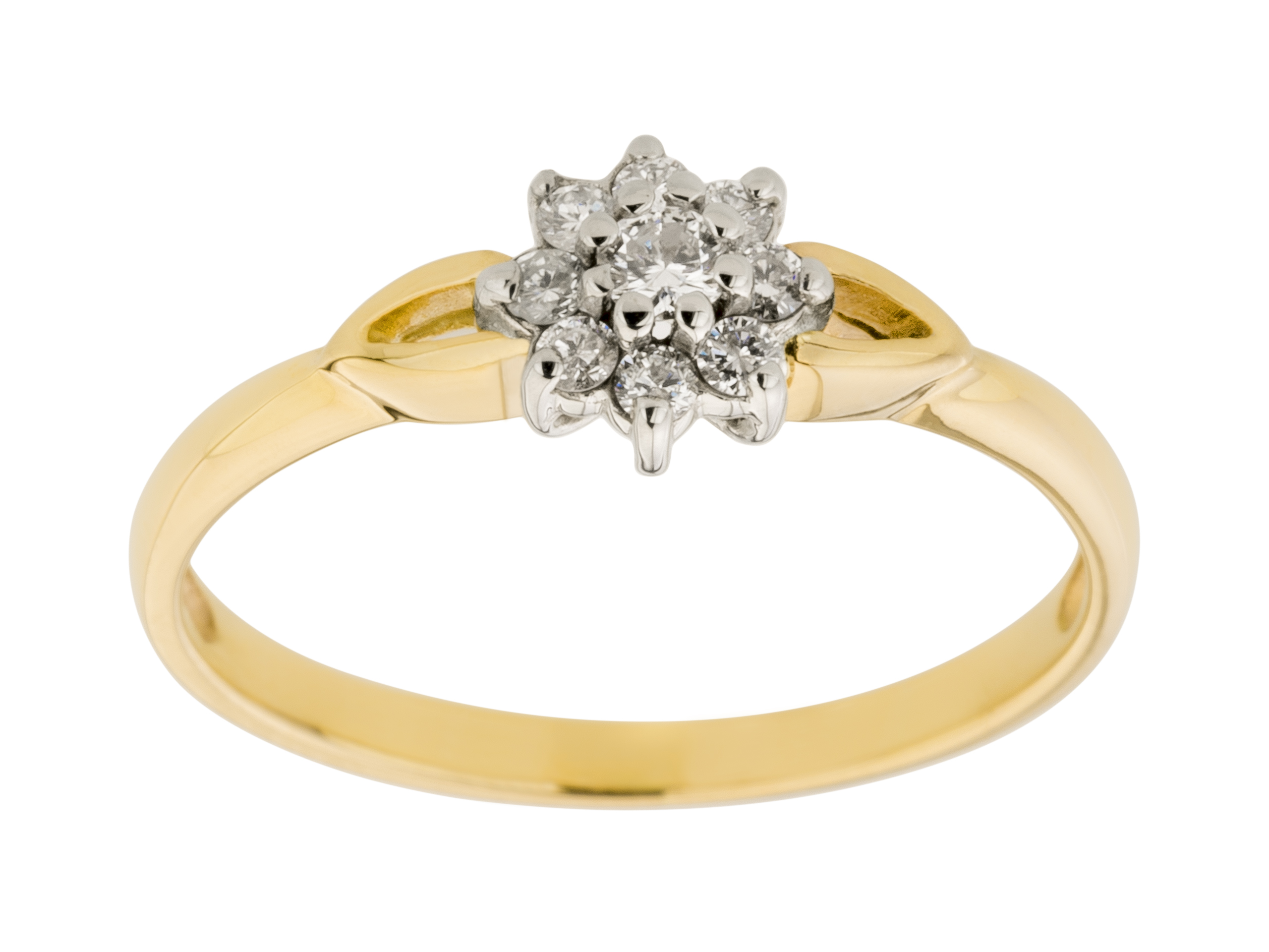 ZLATÝ ŽLTÝ & BIELY PRSTEŇ S BRILIANTMI 0,17 ct