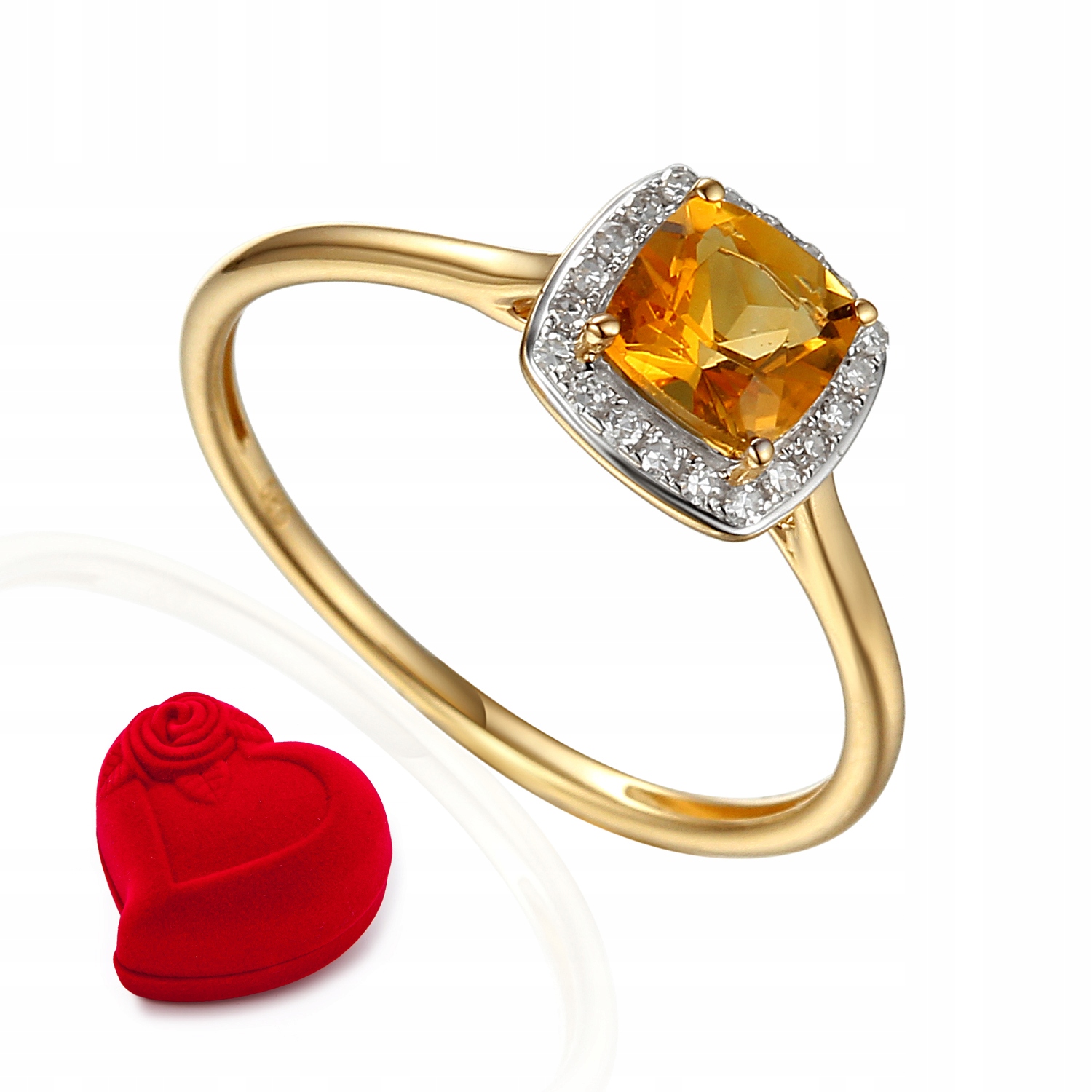 Zlatý 14k elegantný citrónový prsteň a diamanty