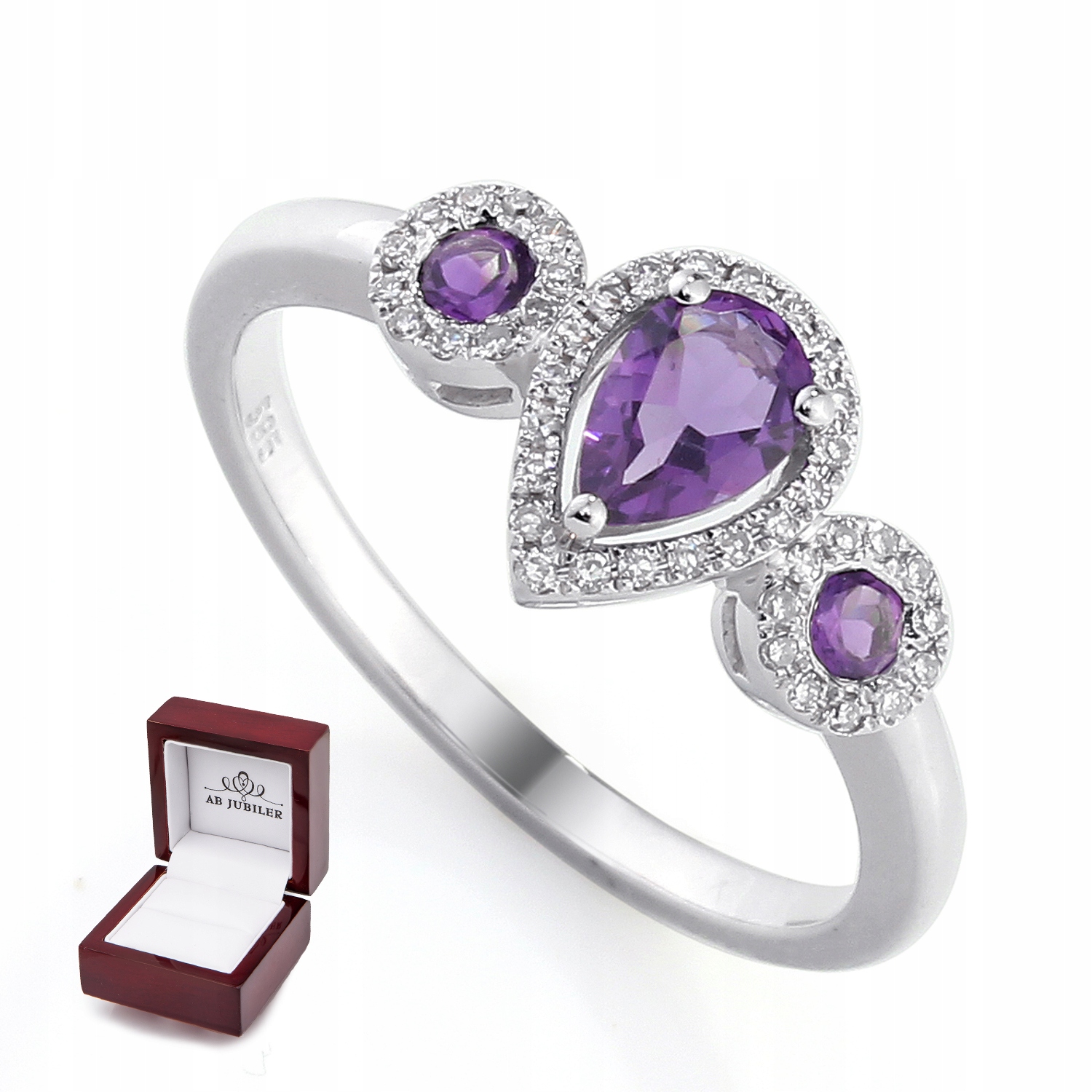 ZLATÝ 14K AMETYST DIAMANTOVÝ KRÚŽOK id R27905