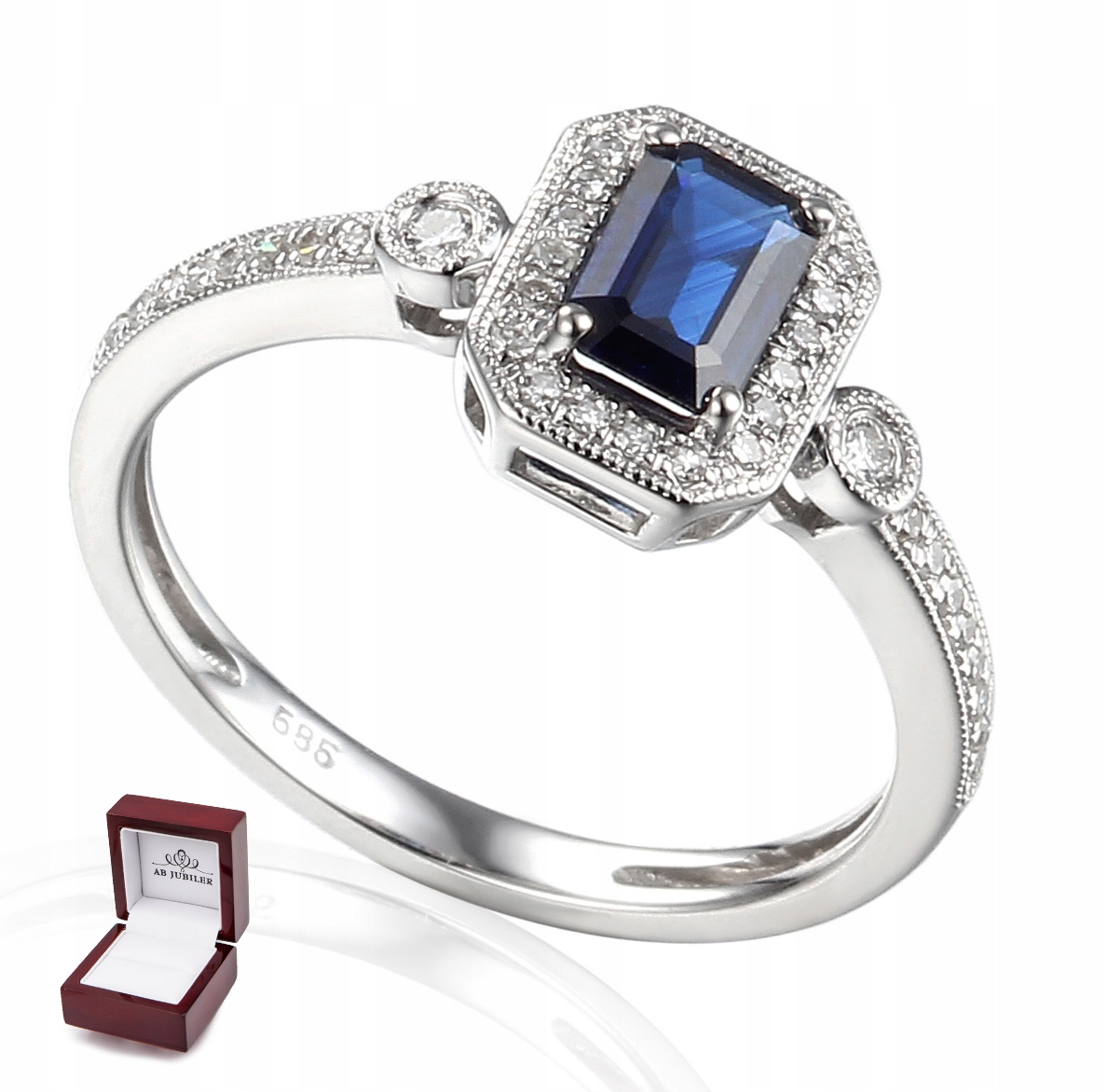 ZLATÝ 14K zafírový a diamantový prsteň id R32565