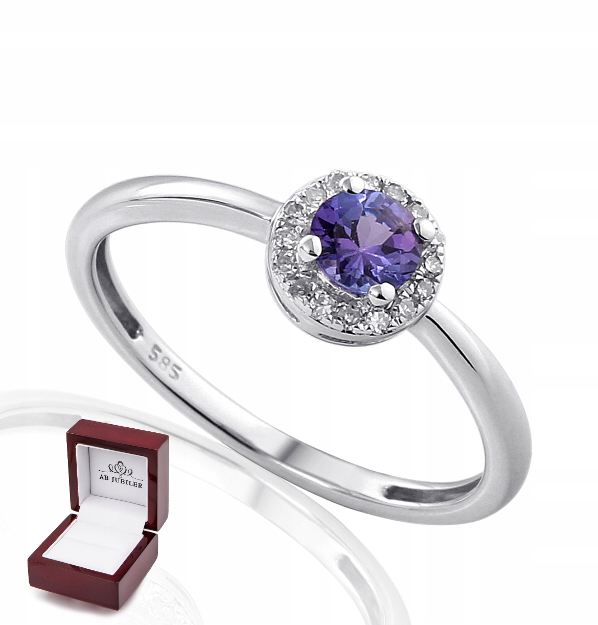 14K ZLATÝ TANZANIT A DIAMANTOVÝ KRÚŽOK id R43856