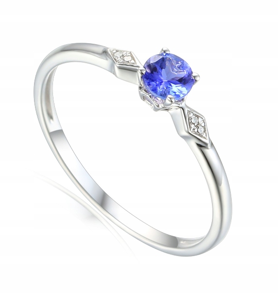 14K ZLATÝ TANZANIT A DIAMANTOVÝ KRÚŽOK id R69313