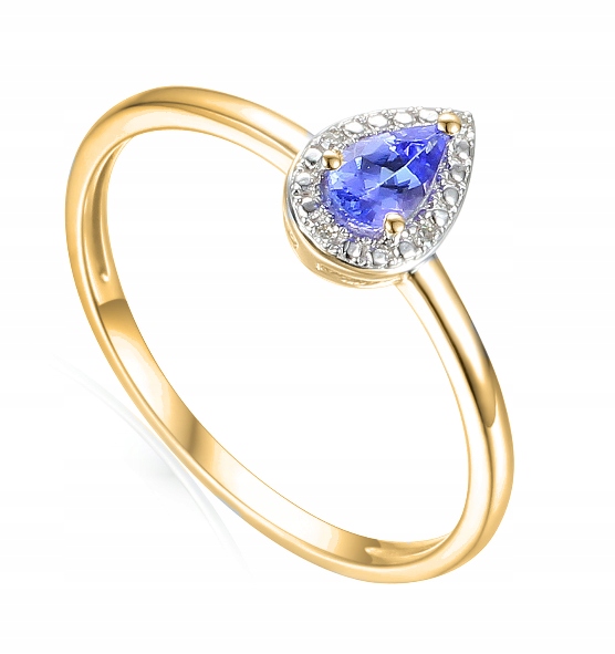 14K ZLATÝ TANZANIT A DIAMANTOVÝ KRÚŽOK id R69348