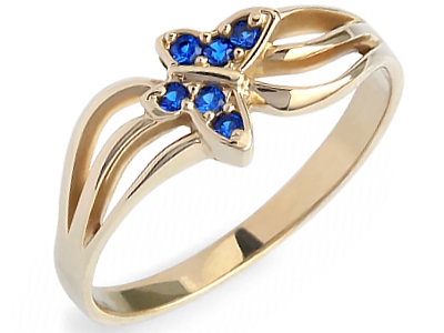 ZLATÝ prsteň 333 so SAPPHIRE. MOTÝL. zasnúbenie