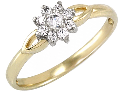 ZLATÝ 585 PRSTENOVÝ prsteň s BRILLANT 0,19 ct