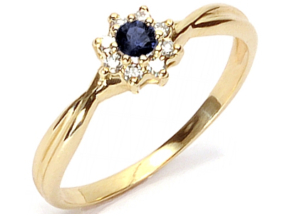 585 ZLATÝ prsteň s BRILLIANT a SAPPHIRE. 0,17ct