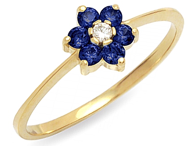 585 ZLATÝ prsteň so SAPPHIRE. a BRYLANT. výška 24h