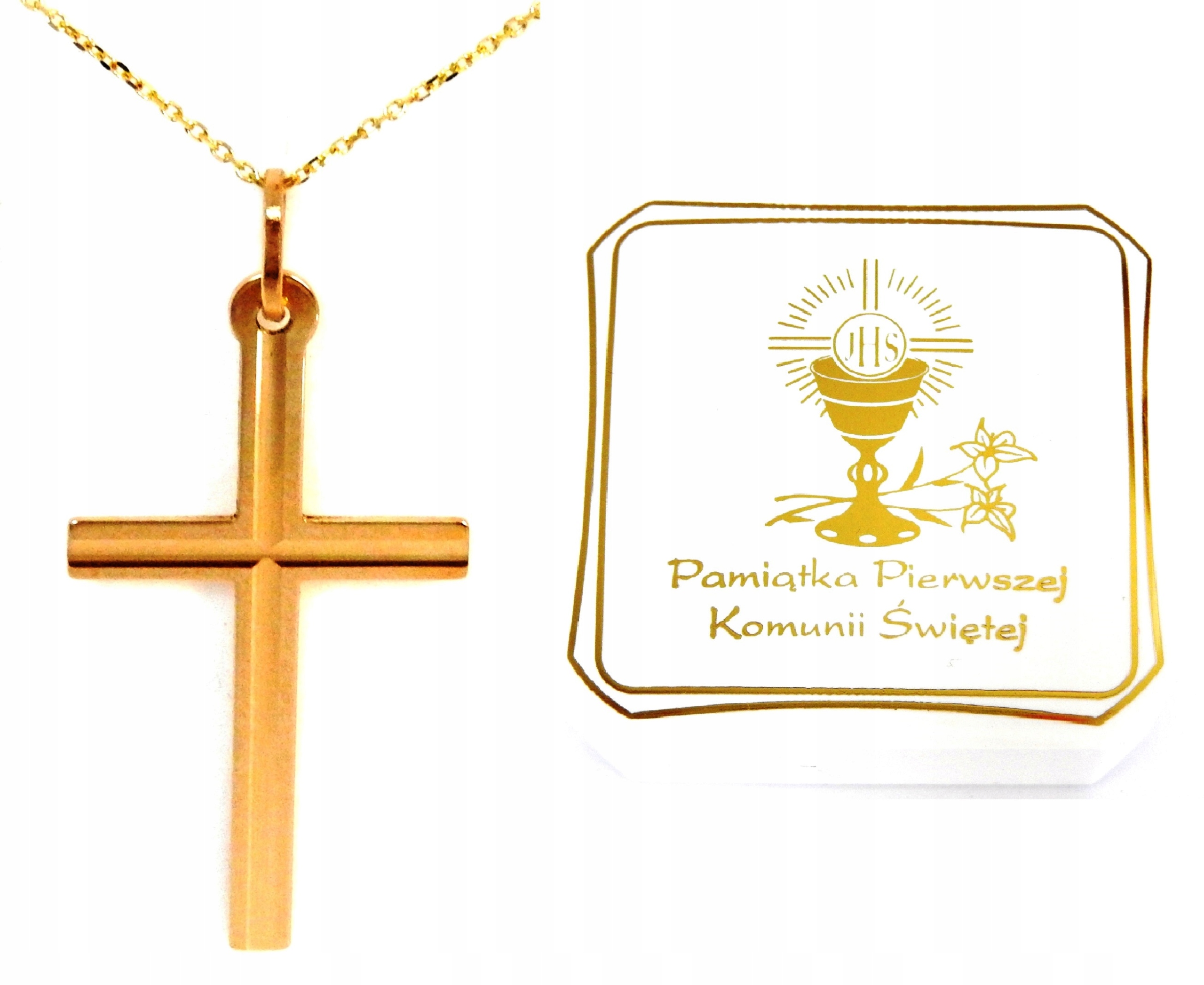 ZLATÝ KRÍŽOVÝ REŤAZEC 45 CM KOMUNIKA 585 SADA