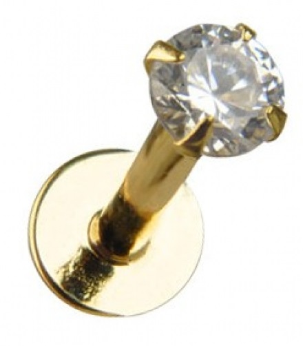 GOLD LABRET 14 KARAT GOLD CRYSTALS 1,2 / 8/2 mm