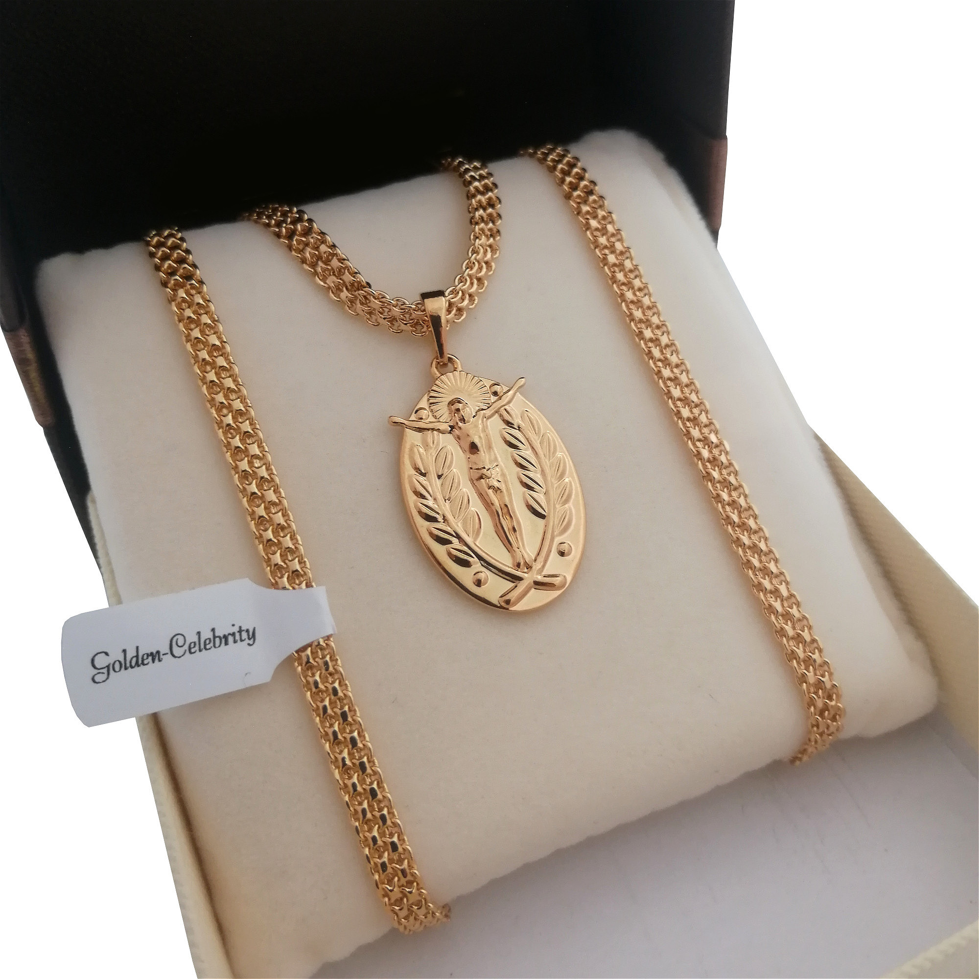Golden Bismark Chain+Medal Ježiš 18k záruka