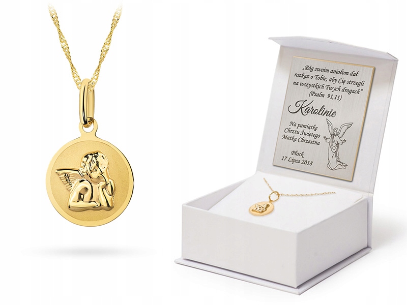 Zlatý reťazec PR. 585 Angel Medal + Gravírovanie