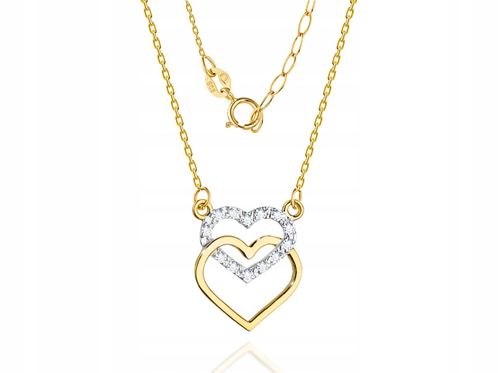 Zlatý reťazec PR. 585 Srdce s diamantmi 0,05Ct